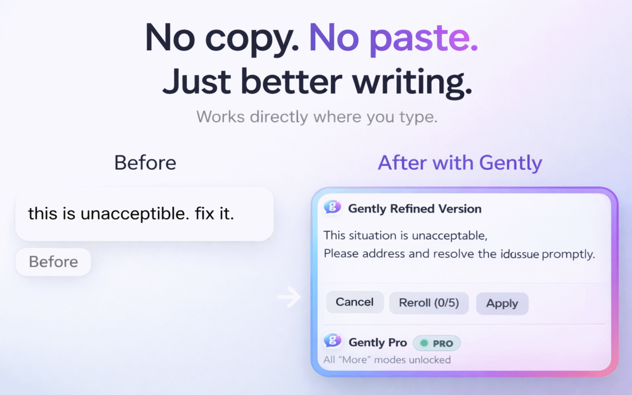Before and after message improvement